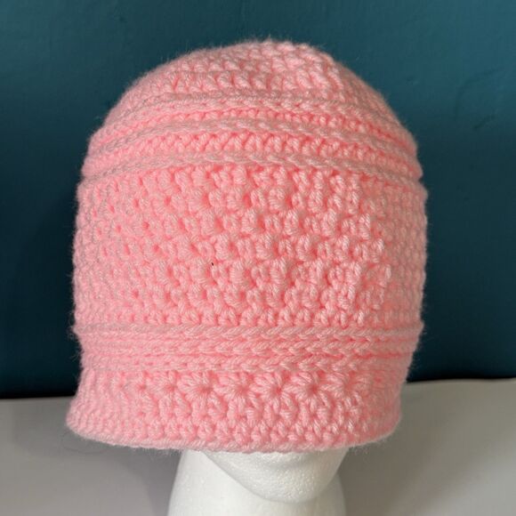 Light Pink Beanie Hat Expressive Crochet Knit Cap - Size 18-22" (Most adults) - Picture 2 of 7
